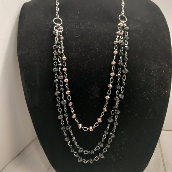 Premier Designs Multi Strand Hematite and Bead Necklace - Picture 1 of 3